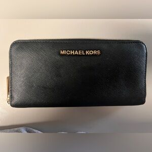 Michael Kors Black and Gold Textured Wallet
